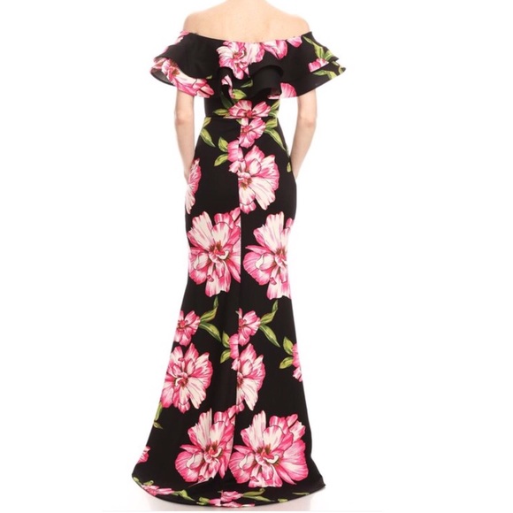 FLORAL MAXI DRESS DRESS WITH SIDE SLIT - Picture 2 of 3